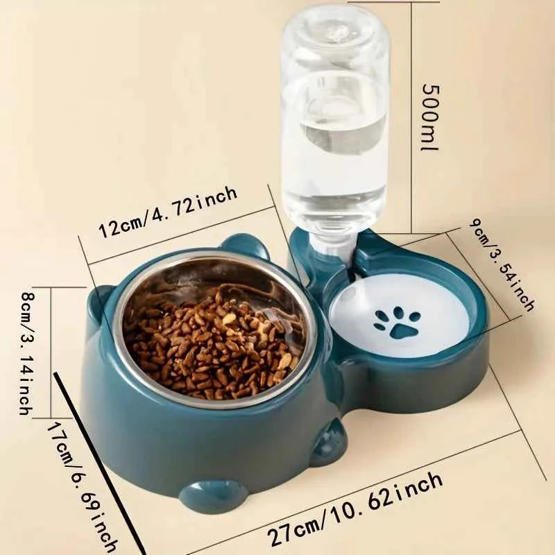 Premium Automatic Pet Feeder - Slanted Gravity Water Dispenser