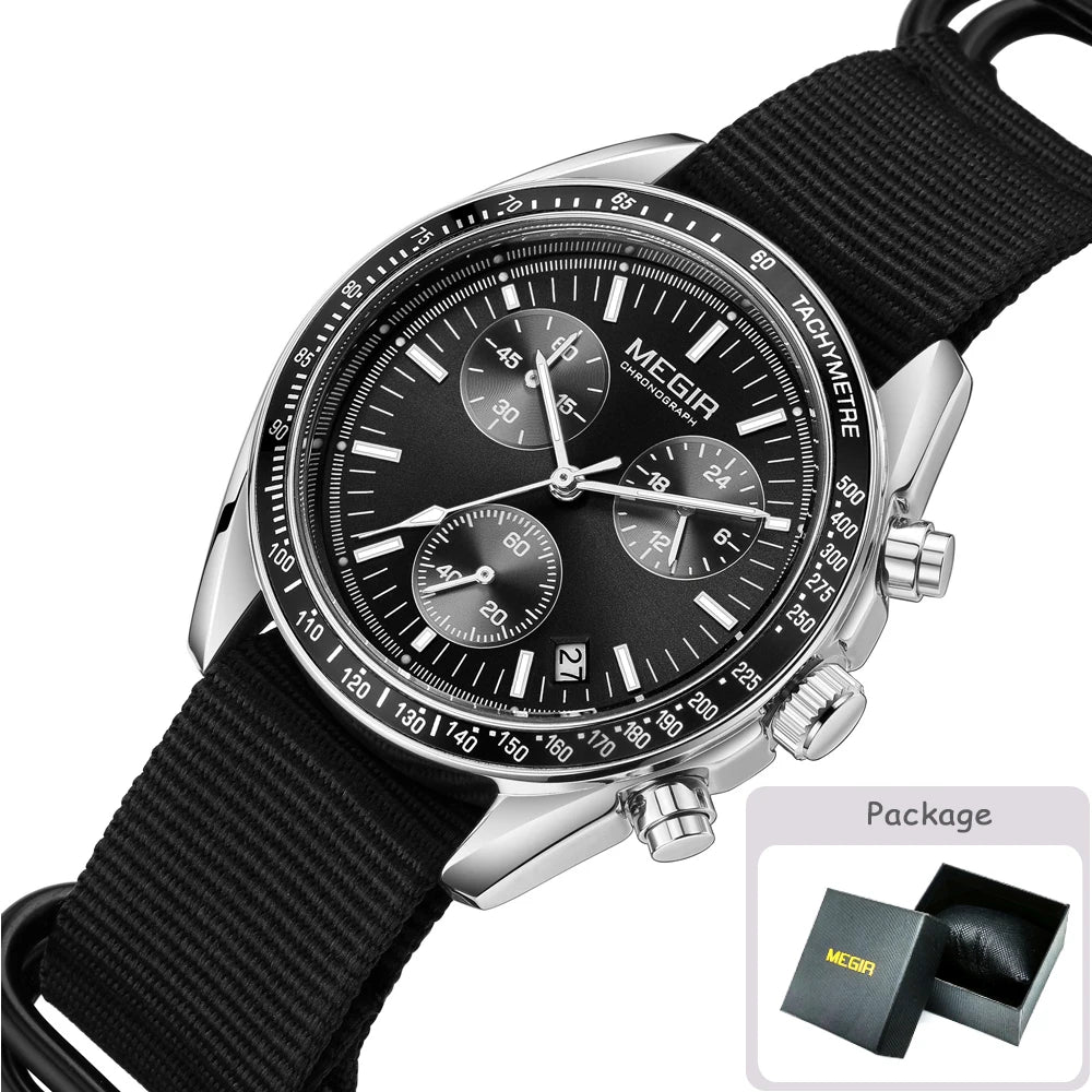 Luxury Men's Sports Quartz Wristwatch - Waterproof Chronograph