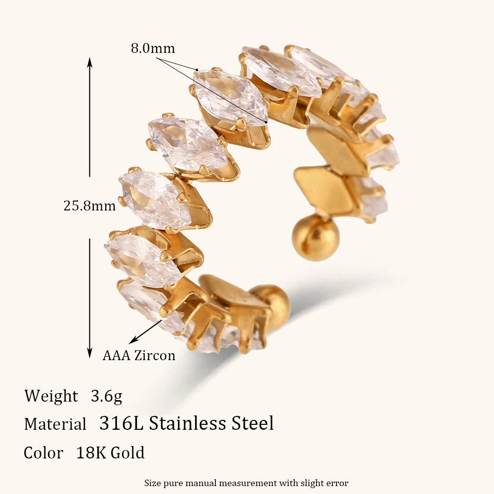 Luxury Rhombus Zircon Cuff Bracelet - Waterproof Gold Plated