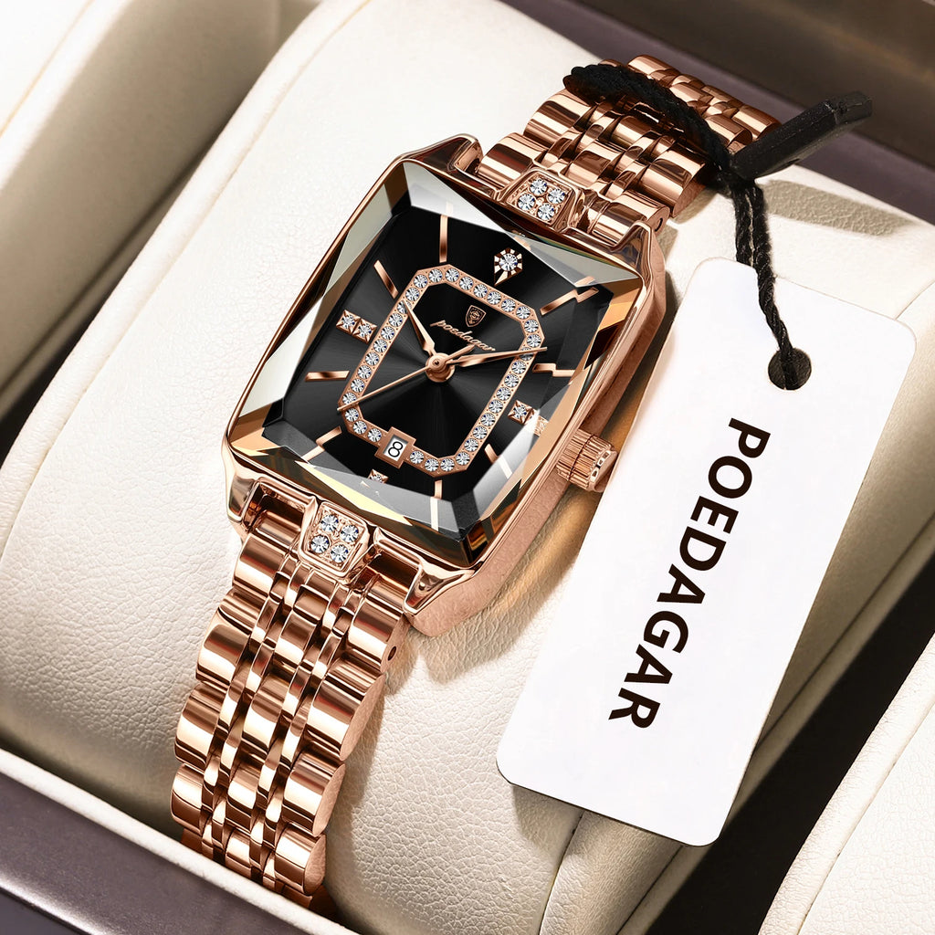 Elegant Women's Quartz Watch - Stainless Steel Waterproof Wristwatch