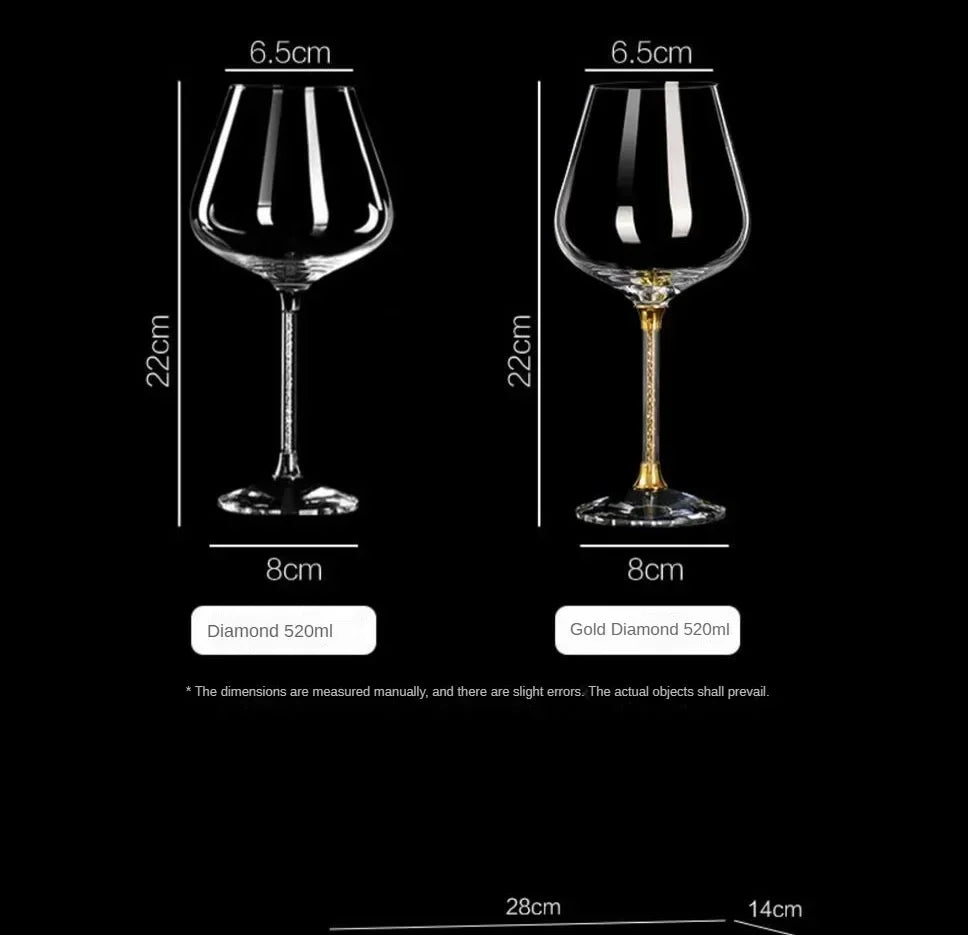 Elegant Crystal Wine Glass Set - Tall Stemmed Drinking Glasses