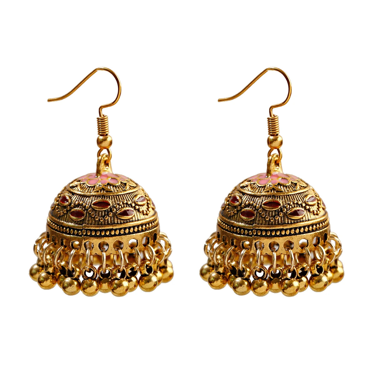 Elegant Indian Jhumka Earrings - Silver Flower Tassel Dangle Design