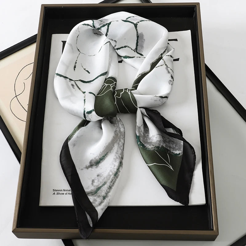Luxury Silk Square Scarf - Elegant Hair Tie & Neck Band