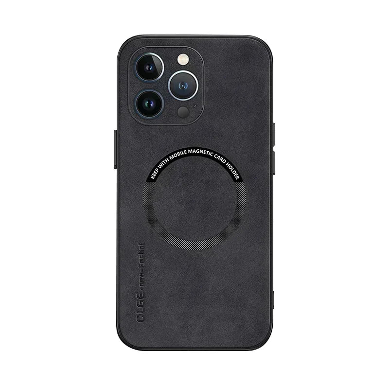 Luxury Leather Magnetic Phone Case - Shockproof & MagSafe Compatible