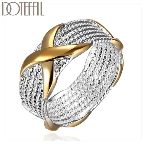 Letter X Ring - Gold and Silver Tone Geometric Design for Women and Men