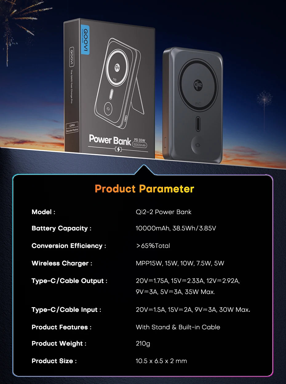 Premium Qi2 Magnetic Power Bank 35W - 10000mAh Fast Wireless Charger