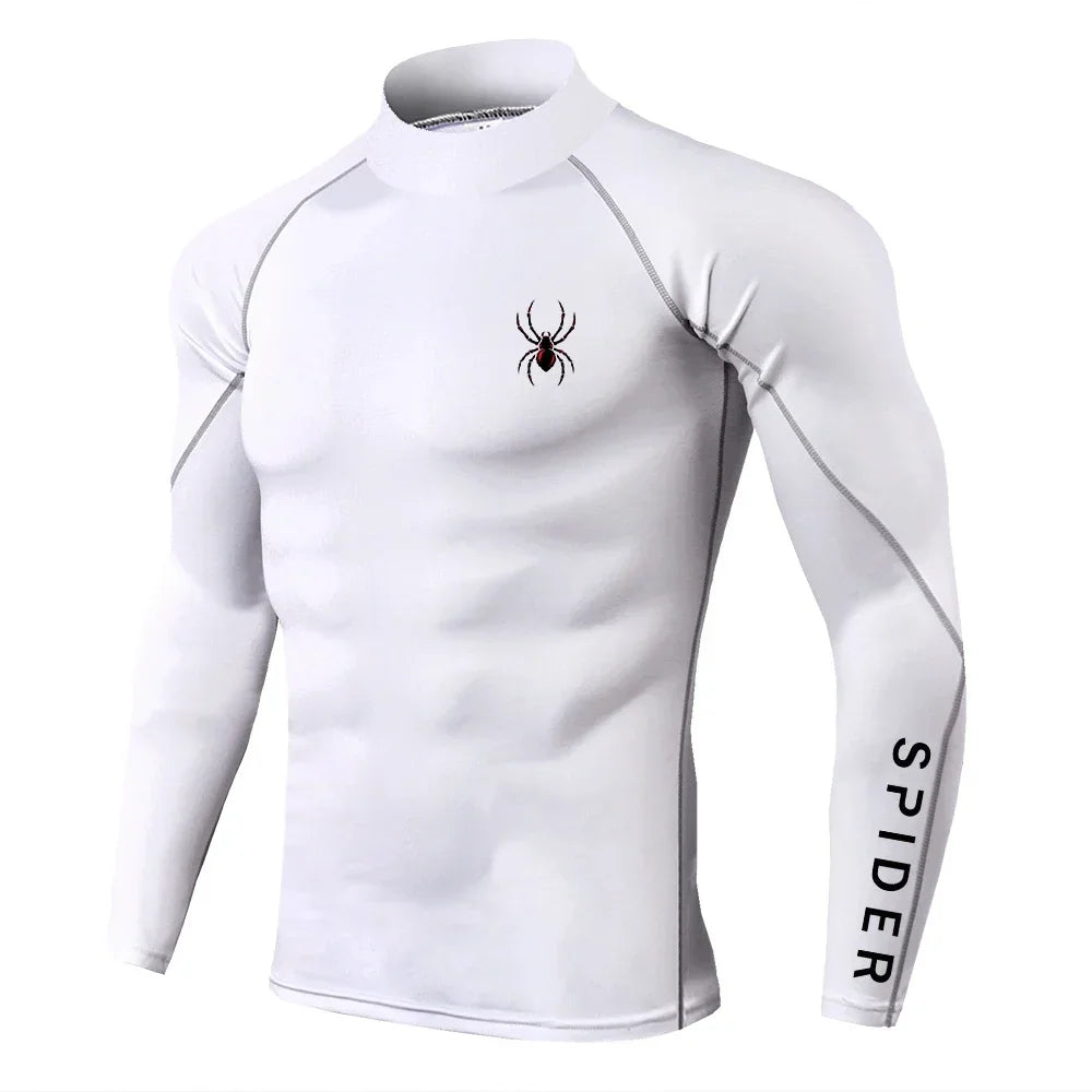 Premium Mens Compression Long Sleeve - Quick Dry Spider Print