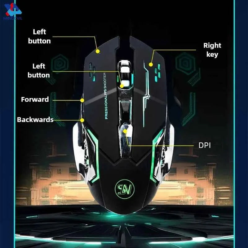 MINGCVIL Rechargeable Wireless Mouse Gaming Computer Bluetooth Mouse USB Mechanical E-Sports Backlight PC Mouse For Computer