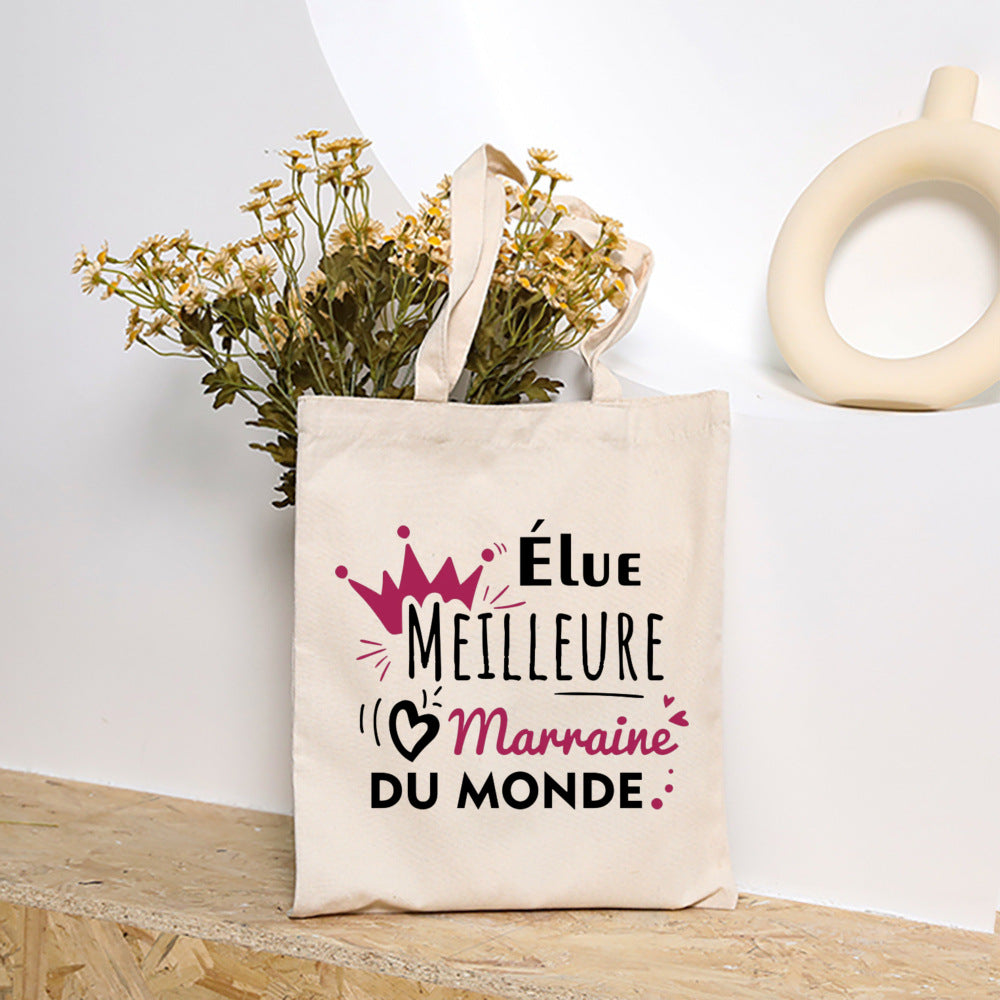 Premium Godmother Gift Bag - Elegant Canvas Tote