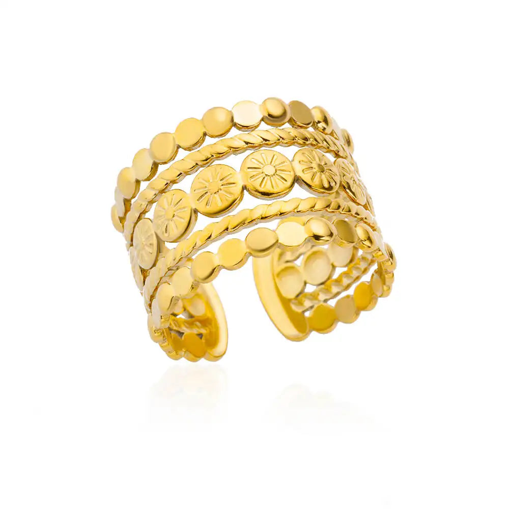 Luxury Classic Gold Stainless Steel Ring for Women