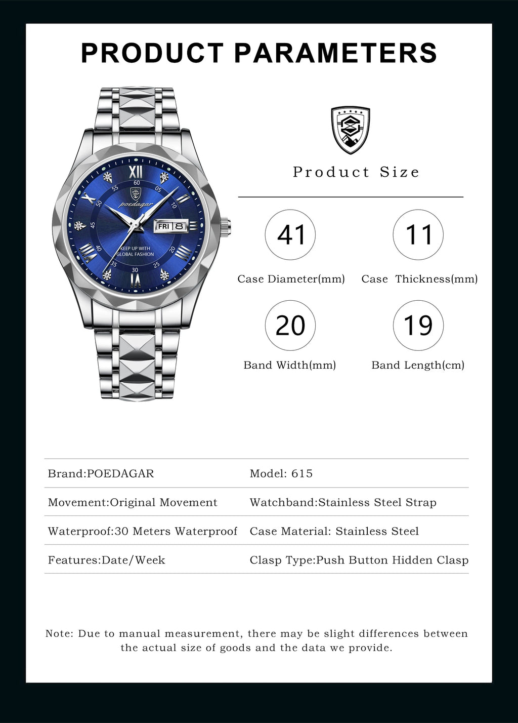 Luxury Men's Quartz Watch - Date & Week Display