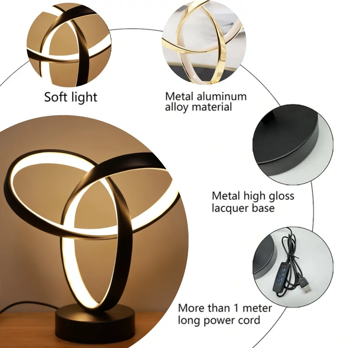 Premium USB Dimmable LED Lamp - Modern Office & Bedroom Lighting
