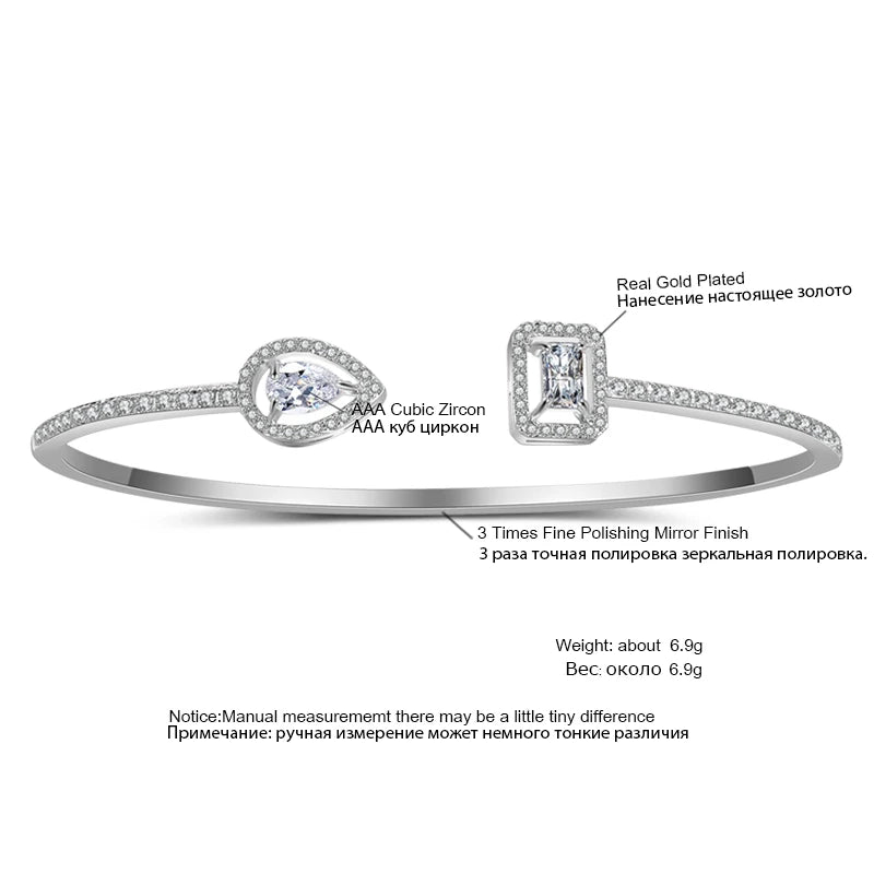 Elegant Gold Cuff Bangle - Cubic Zirconia Bracelets