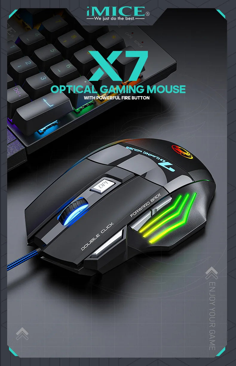 Premium Wired Gaming Mouse - Ergonomic 2400DPI with RGB Backlit