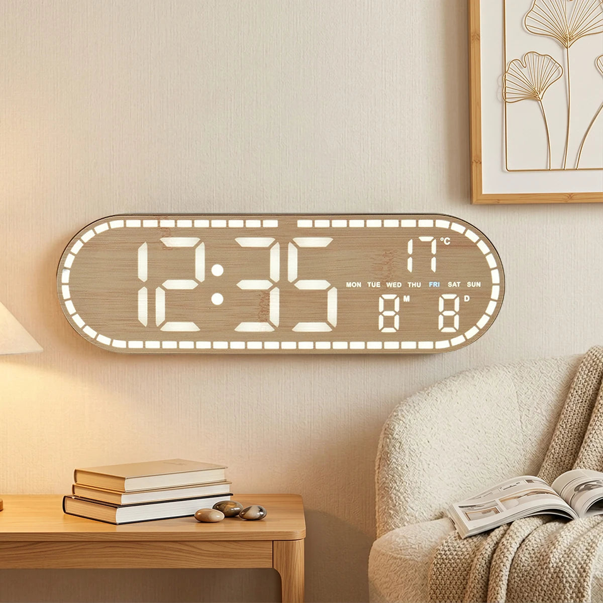 Premium Digital Wall Clock - Multi-functional LED Display