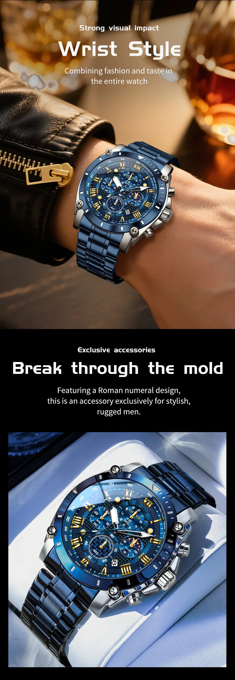 OLEVS Watches Man 3689 Multifunctional Sports Quartz Watch 30m Waterproof Luminous Date Mens Watch Original Business Brand - Tulique