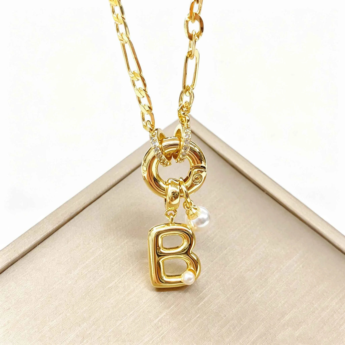 Luxury Initial Letter Pearl Necklace - Chunky Pendant Choker