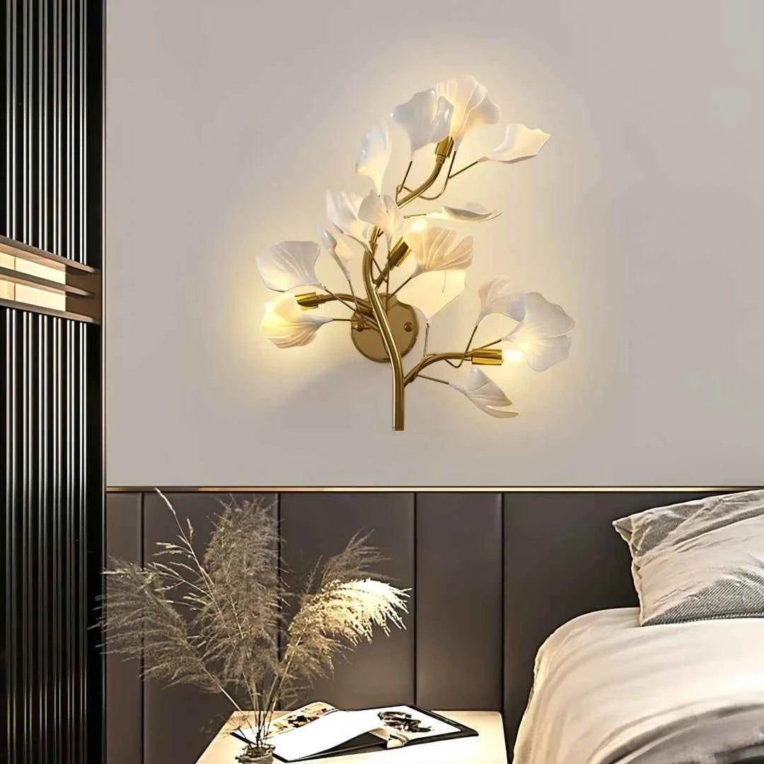 Luxury Gold Ginkgo Leaf Wall Sconce - Modern LED Wall Light