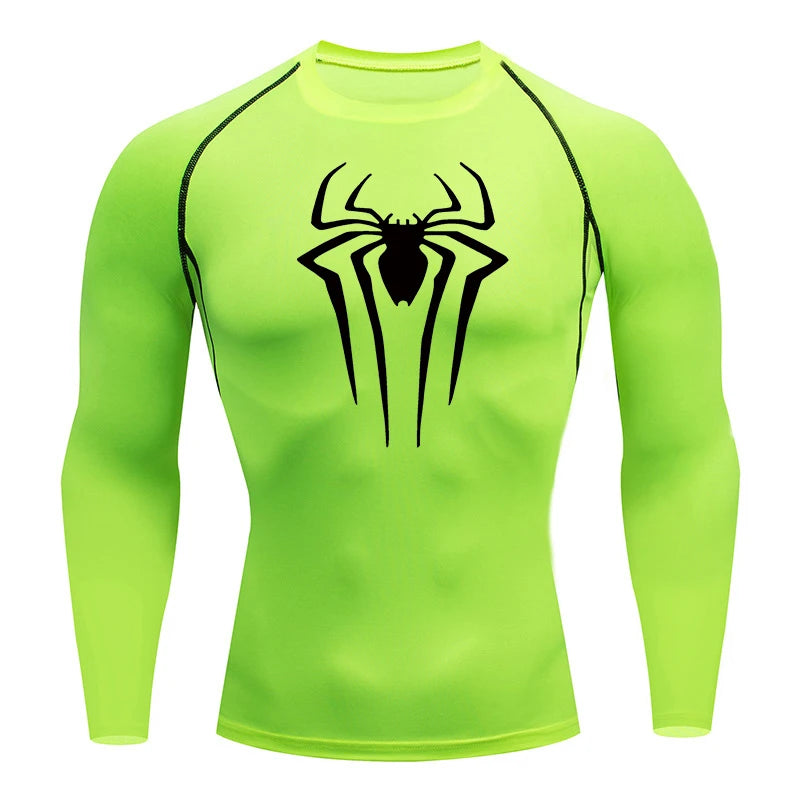 Spider Print Long Sleeve Compression Shirt - Athletic Baselayer