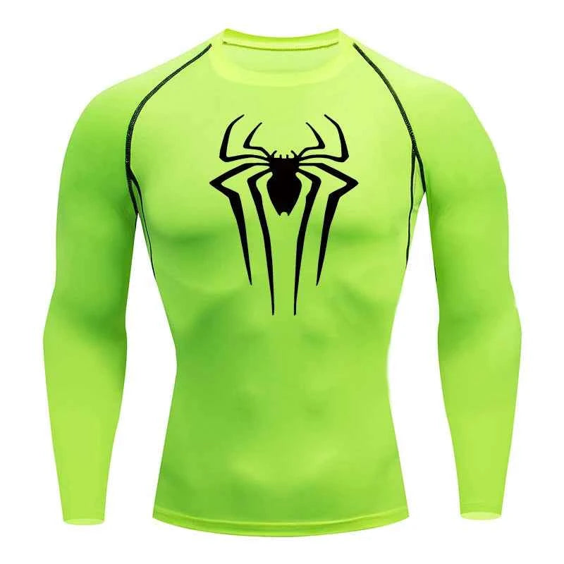 Premium Men's Spider Print Long Sleeve Compression Shirt