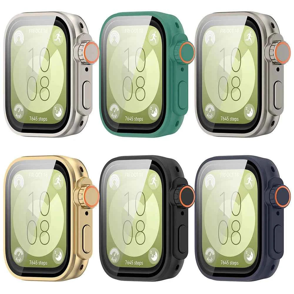 Change to Ultra PC Case+Glass For Huawei Watch Fit 3 Smart Watch Screen Protector for Huawei Fit 3 Upgrade to Ultra2 Accessories