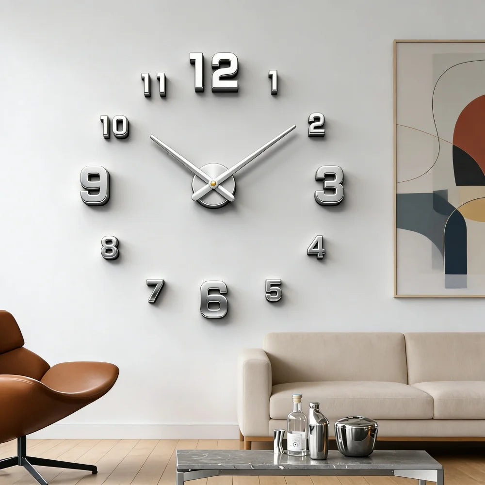 Elegant Modern Large Wall Clock - 3D DIY Quartz Design