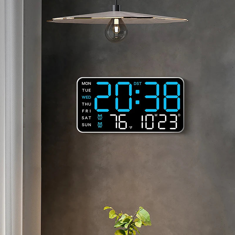 Premium Large Digital Wall Clock - Remote Control & Dual Alarms