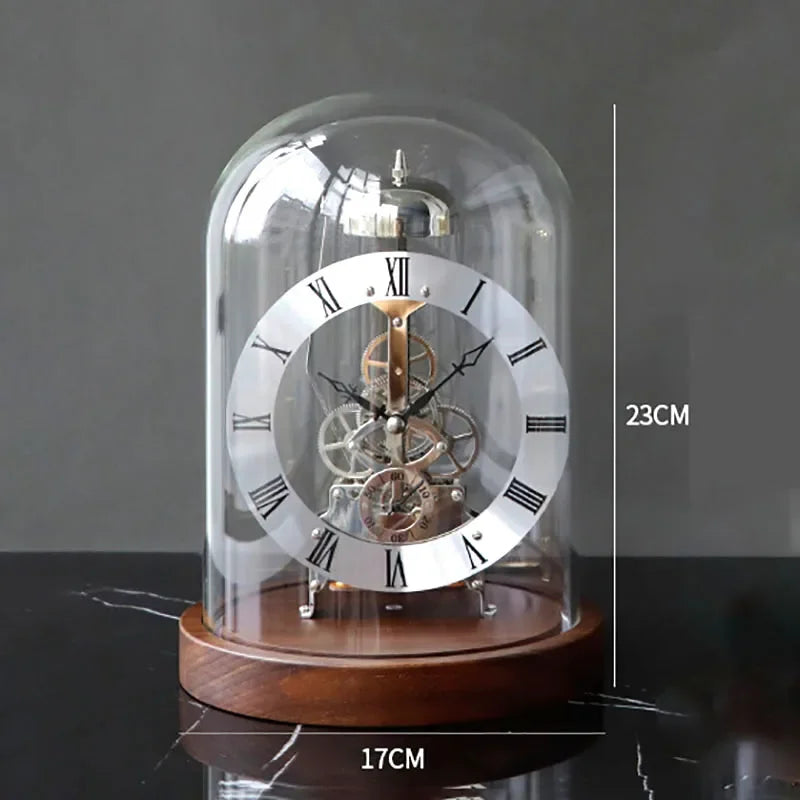 Elegant Luxury Desk Clock - Metal & Wood Tabletop Accent