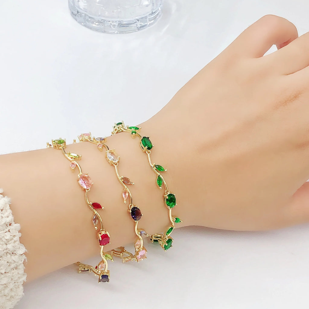 Elegant Crystal Leaf Jewelry Set - Premium Necklace & Bracelet