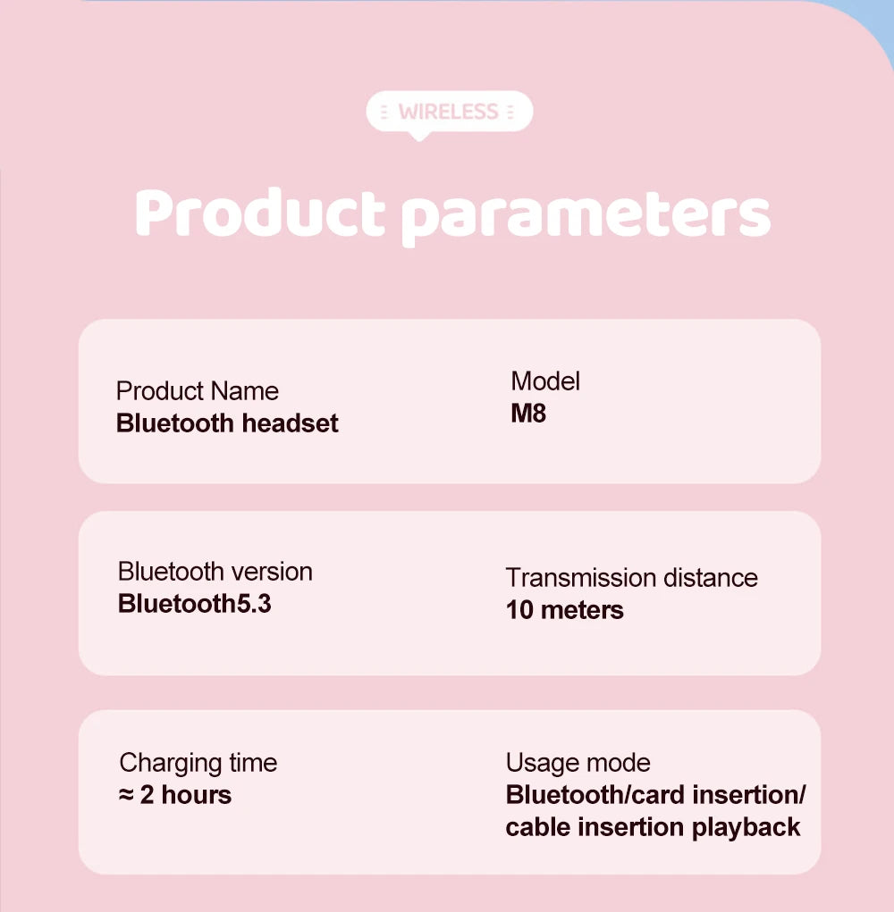 Premium RGB Cat Ear Headphones - Wireless Bluetooth 5.3 & Mic