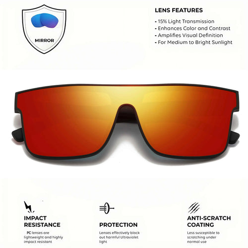 Classic Square Sports Sunglasses - Patterned Temples & UV Protection