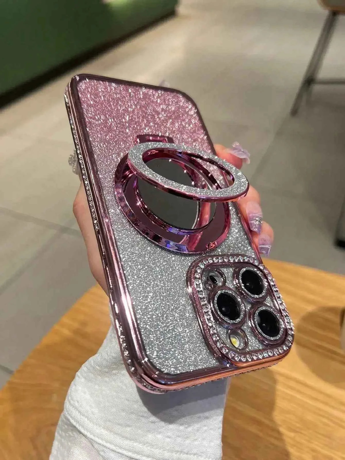 Luxury Jewelled Glitter Mirror Phone Case With Bracket