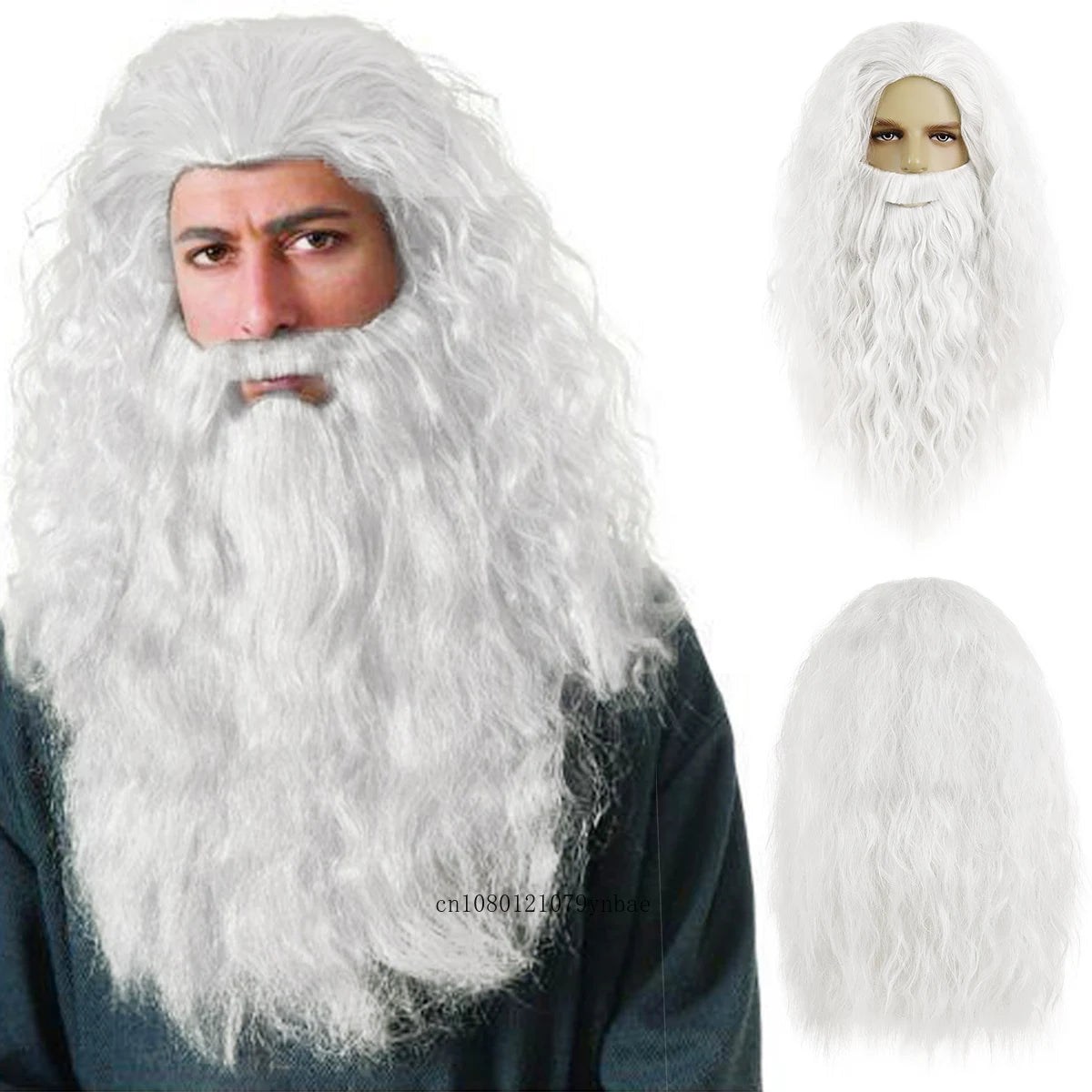 Premium Synthetic Cosplay Wig with Long Beard - Heat Resistant