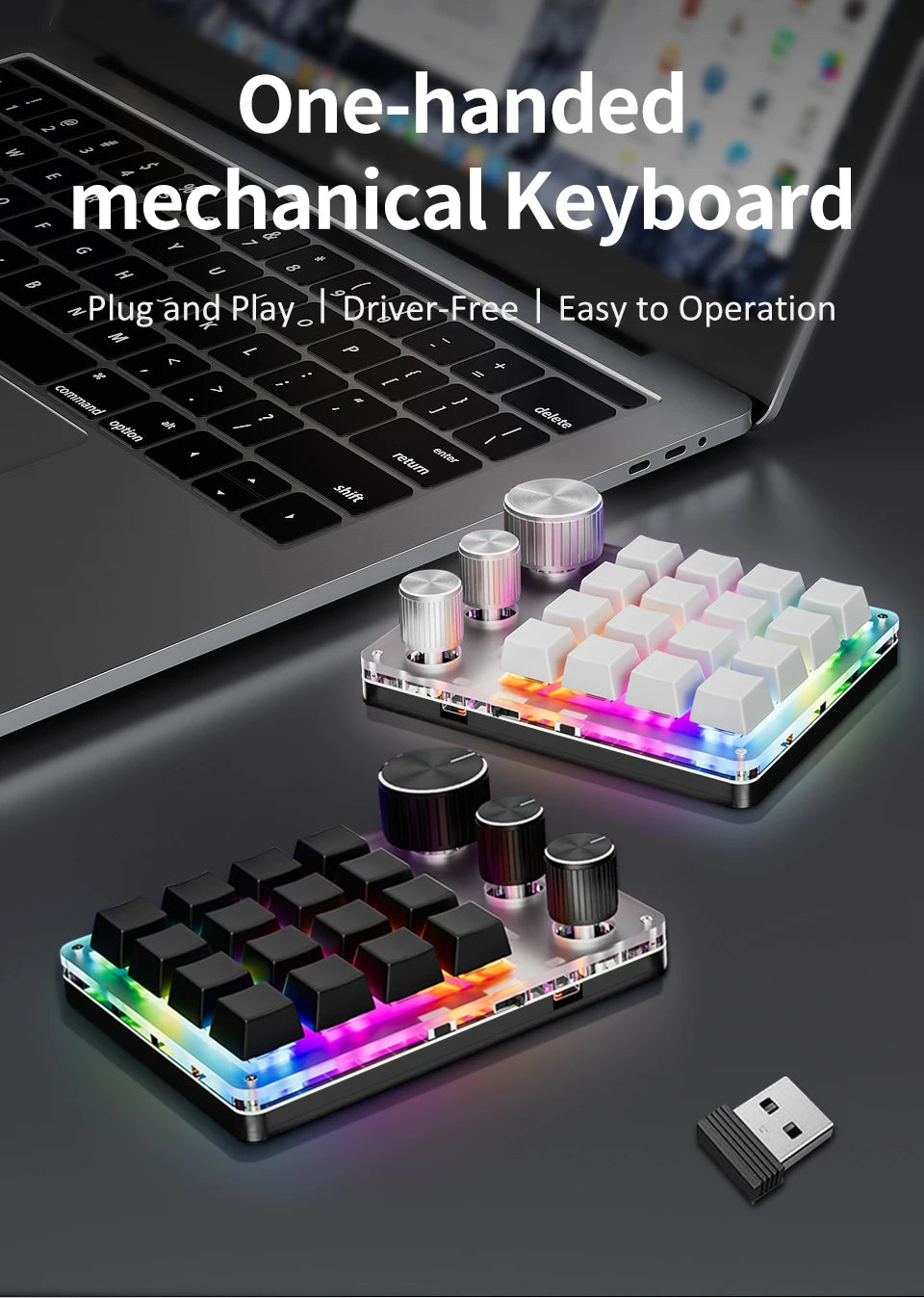 Premium Programmable Macro Keypad - 16 Keys 3 Knobs Hot-Swap