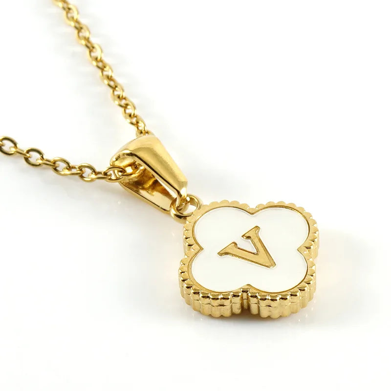 Elegant Initial Letter Necklace - Lucky Shell Gold Pendant