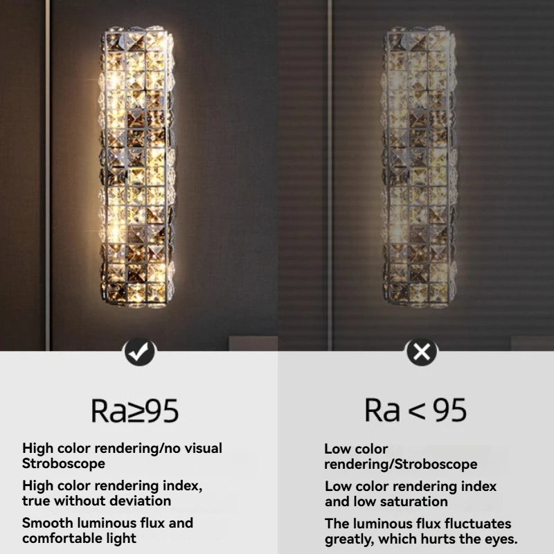 Elegant Crystal Wall Lamp - Dimmable Eye Care Lighting