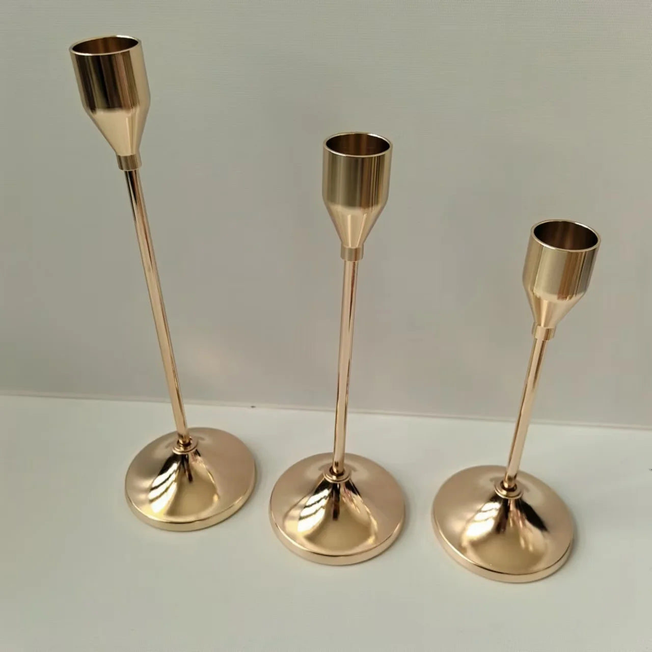 Elegant European Metal Candle Holder Set - 3 Piece