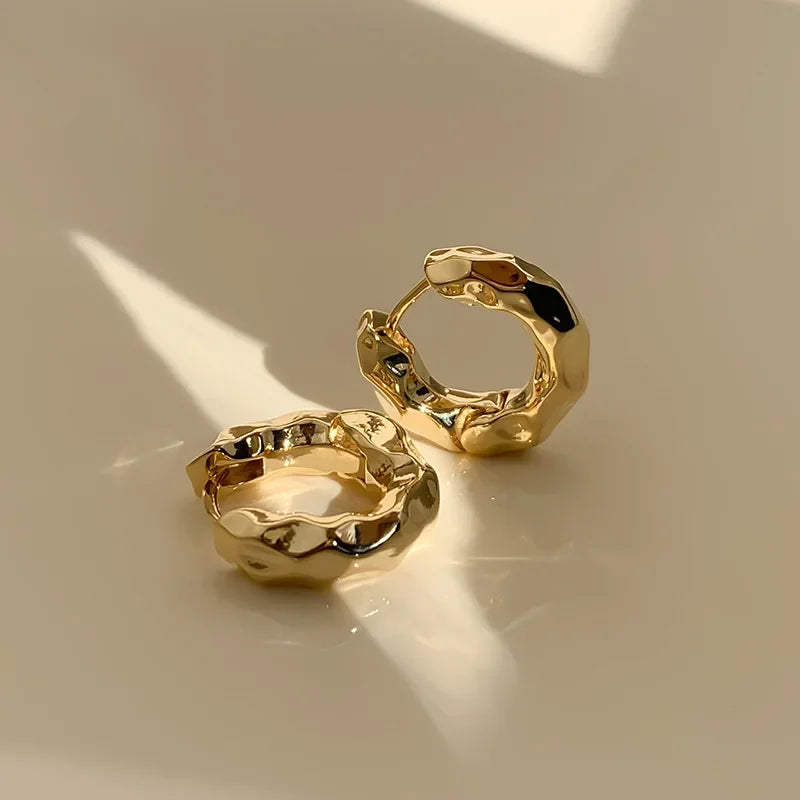 Elegant Geometric Hoop Earrings - Modern Irregular Circle Jewelry