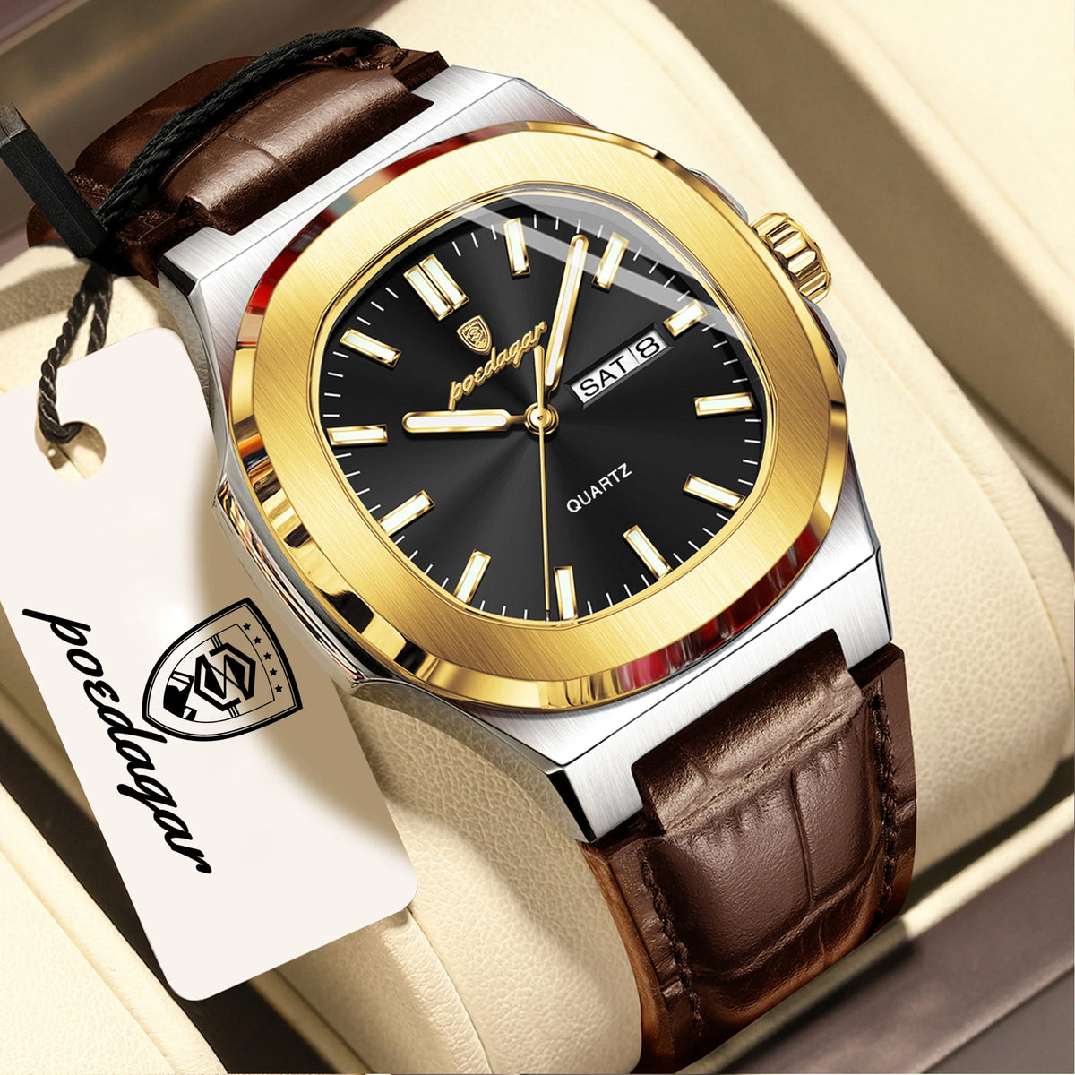 Luxury Square Men's Quartz Wristwatch - Waterproof & Luminous