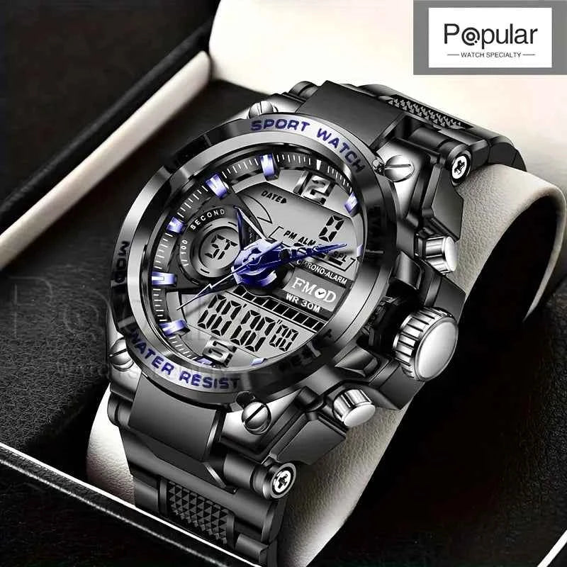 Digital Steel Military Wristwatch - LED Quartz Sports Clock