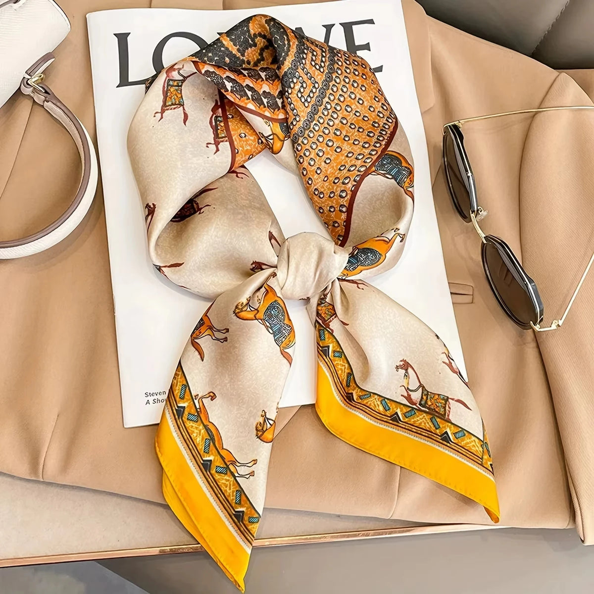 Luxury Silk Square Scarf - Elegant Satin Hair Wrap & Headband