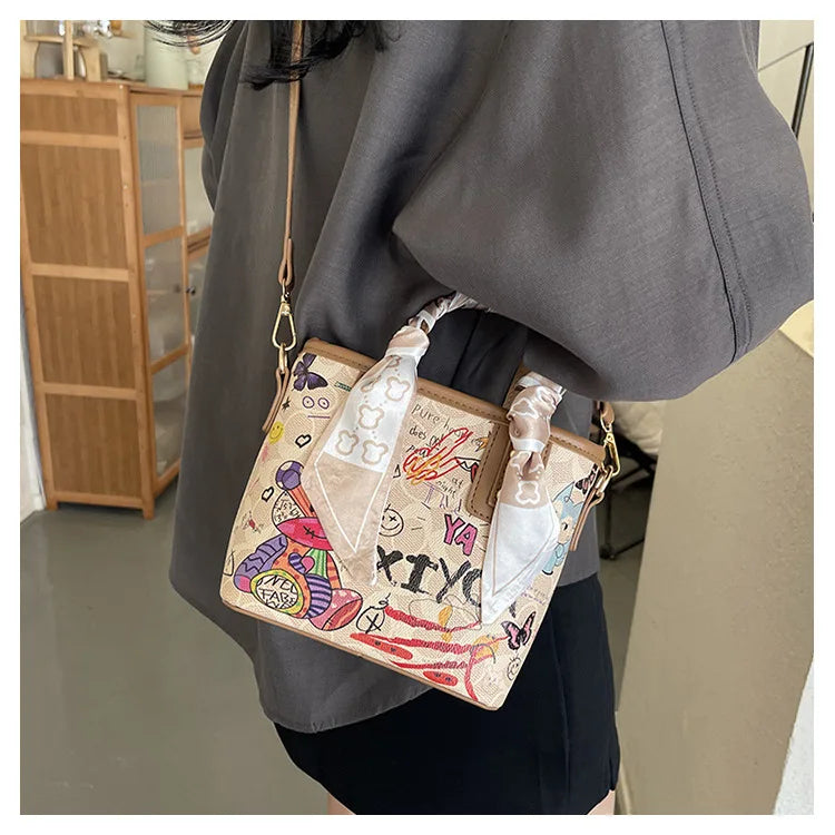 Elegant Artistic Crossbody Bag - Graffiti Design
