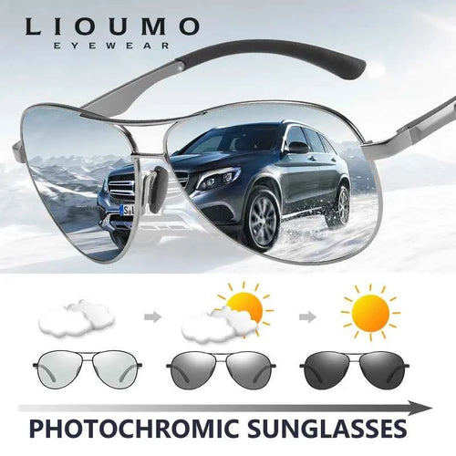 Classic Pilot Photochromic Sunglasses - Polarized Anti-Glare