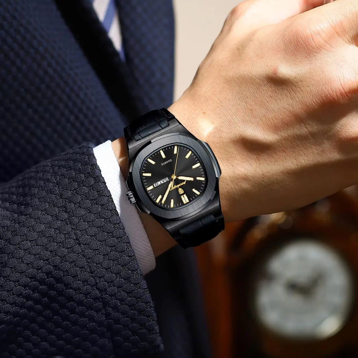 Luxury Square Men's Quartz Wristwatch - Waterproof & Luminous