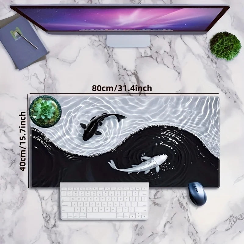 Premium Tai Chi Koi Mouse Pad - Non-Slip & Waterproof