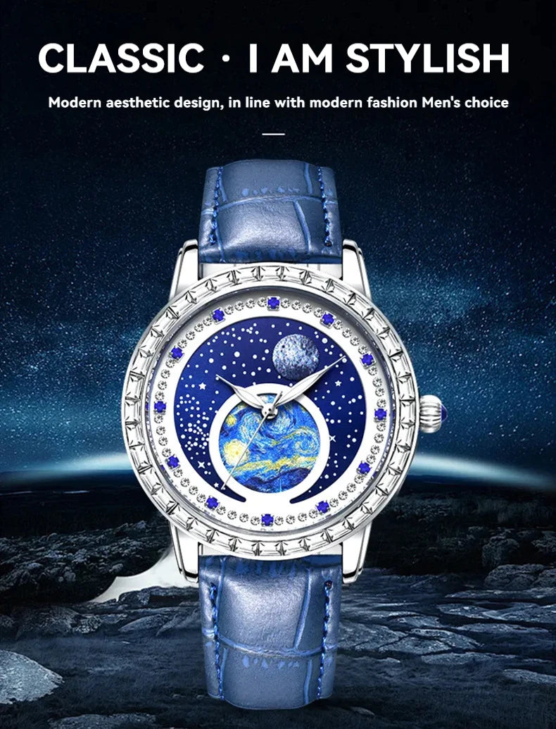 Luxury Men's Quartz Watch - Starry Sky Luminous Dial