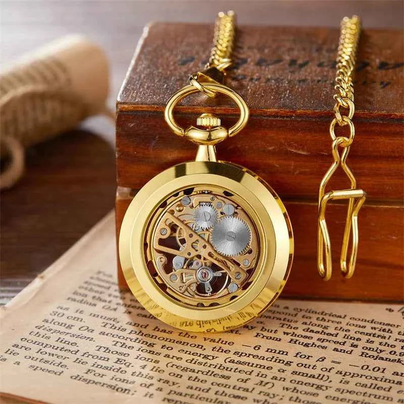 Luxury Mechanical Pocket Watch - Hollowed Gold Design