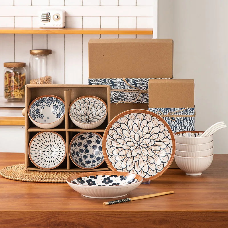 Premium Japanese Ceramic Bowls - Cute Underglaze Set
