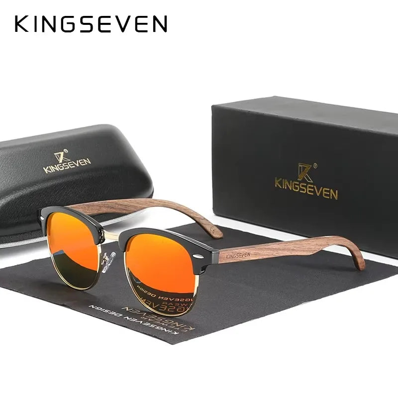 Vintage Walnut Sunglasses - Polarized UV400 Retro Eyewear