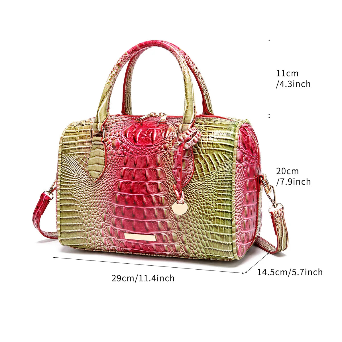 Elegant Crocodile Pattern Boston Bag